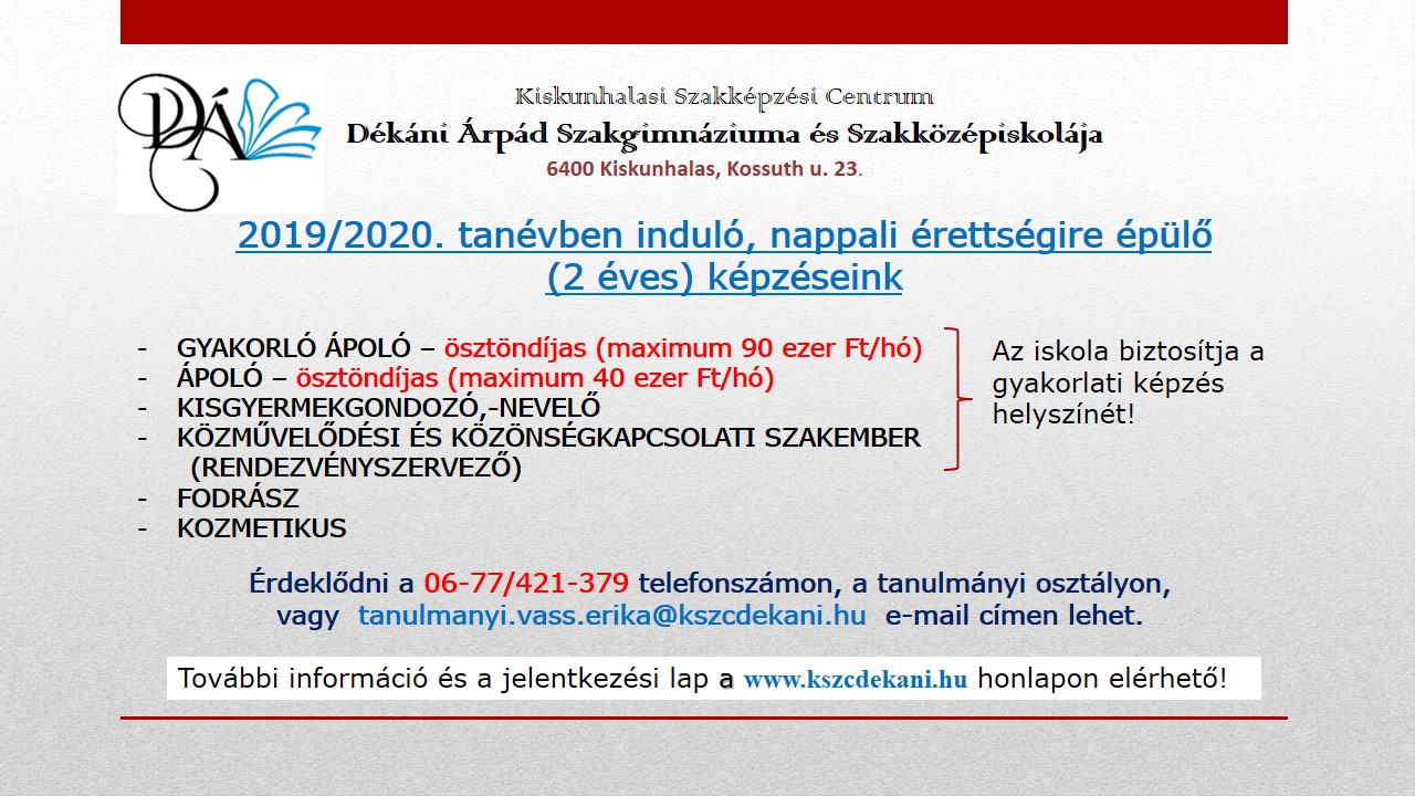 Hírdetés érettségi utáni 2018 színes
